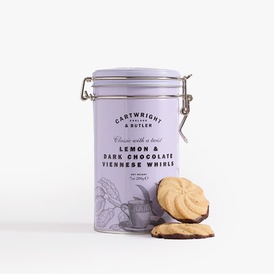 Cartwright & Butler Lemon and Dark Chocolate Viennese Whirls Tin