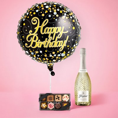 Black & Gold Birthday Balloon Gift Set