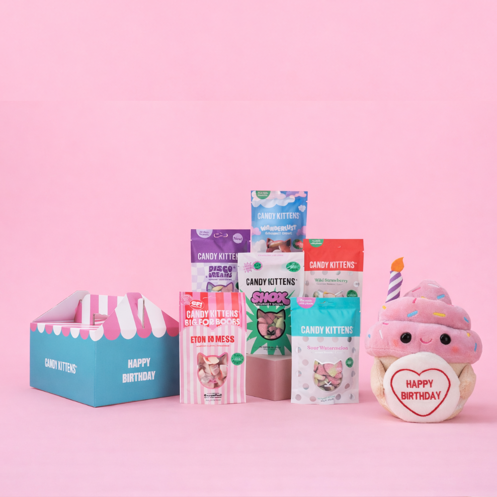 Candy Kittens Happy Birthday Sweets & Swizzels Love Hearts 15Cm Happy Birthday Cupcake