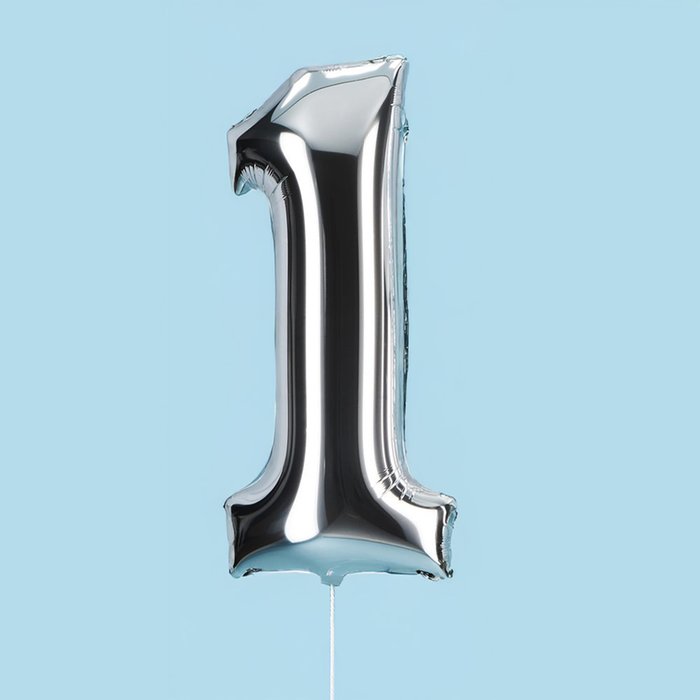 Silver Giant Number 1 Balloon