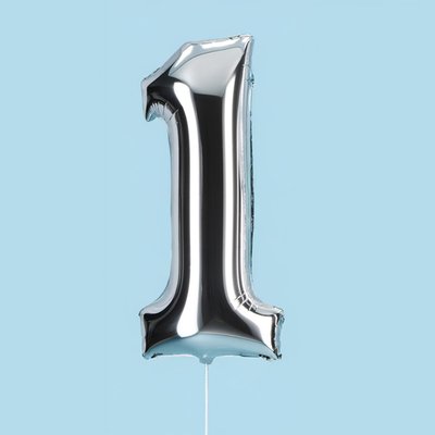 Silver Giant Number 1 Balloon