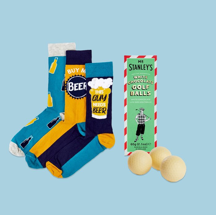 Beer Lovers Socks & Chocolate Golf Balls Gift Set 