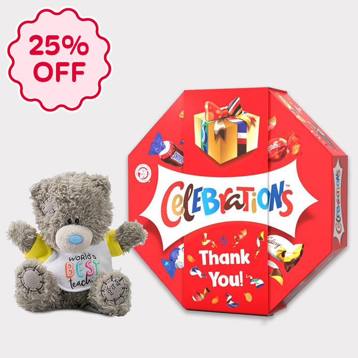 World's Best Teacher Tatty Teddy & Celebrations Centrepiece 'Thank you' 385g