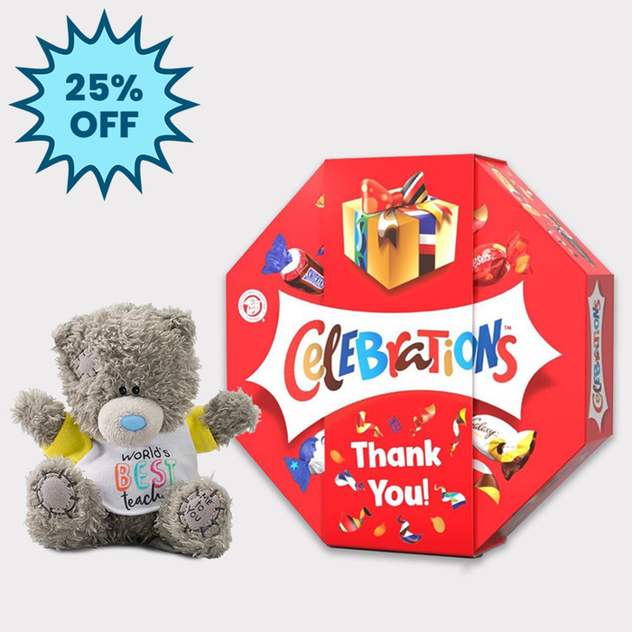 World's Best Teacher Tatty Teddy & Celebrations Centrepiece 'Thank you' 385g