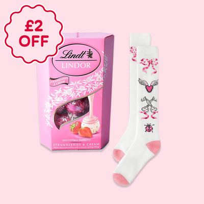 Cath Kidston With Love Socks & Lindt Strawberries' and Cream 200g