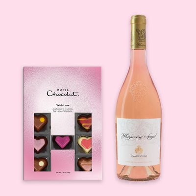 Hotel Chocolat Valentines H-Box 150g & Whispering Angel Dry Rosé 75cl