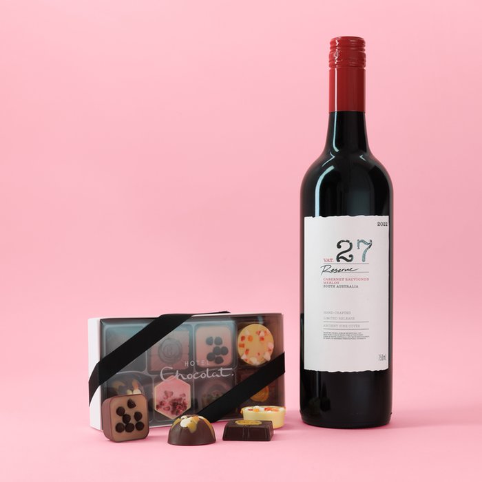  Hotel Chocolat Everything Pocket Chocolate Selection 100g & Vat 27 Reserve Carbernet Sauvignon Merlot 75cl