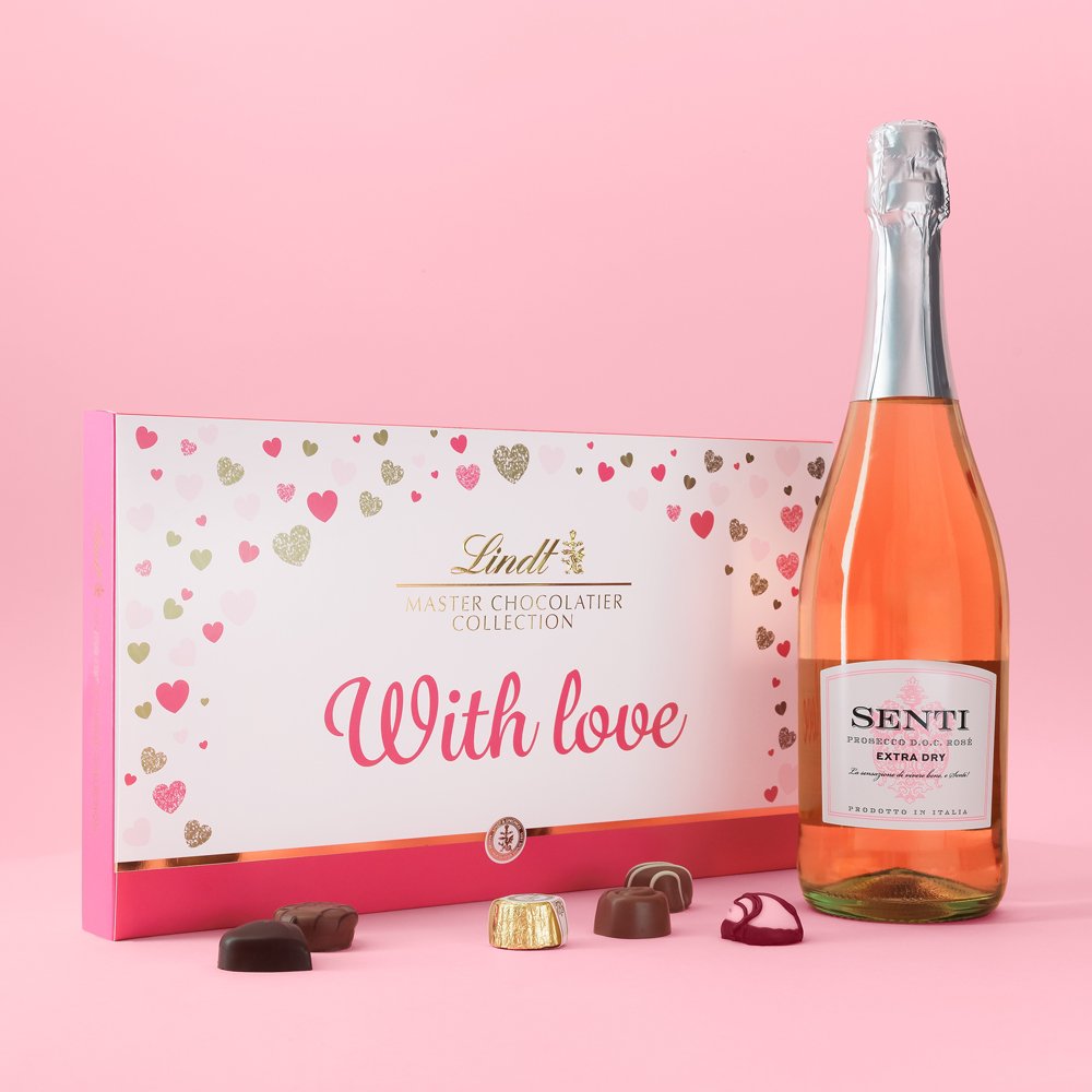 Lindor Lindt Master Chocolatier Collection 184G & Whispering Angel Dry Rose 75Cl Gift Set