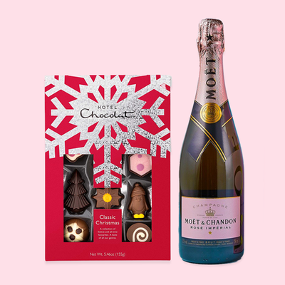 Hotel Chocolat The Classic Christmas H-Box & Moët Rosé Impérial Champagne