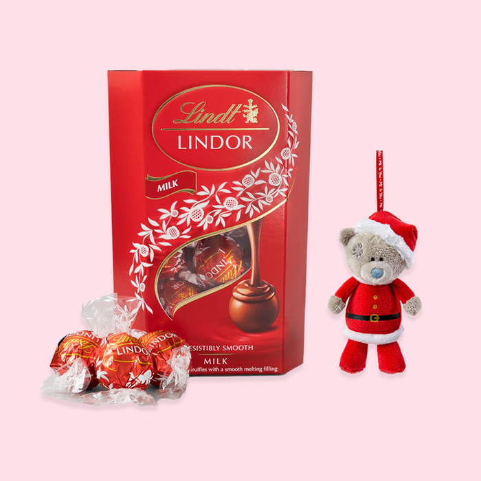 Tatty Teddy Santa Tree Decoration & Lindt Lindor Milk Chocolat Truffles