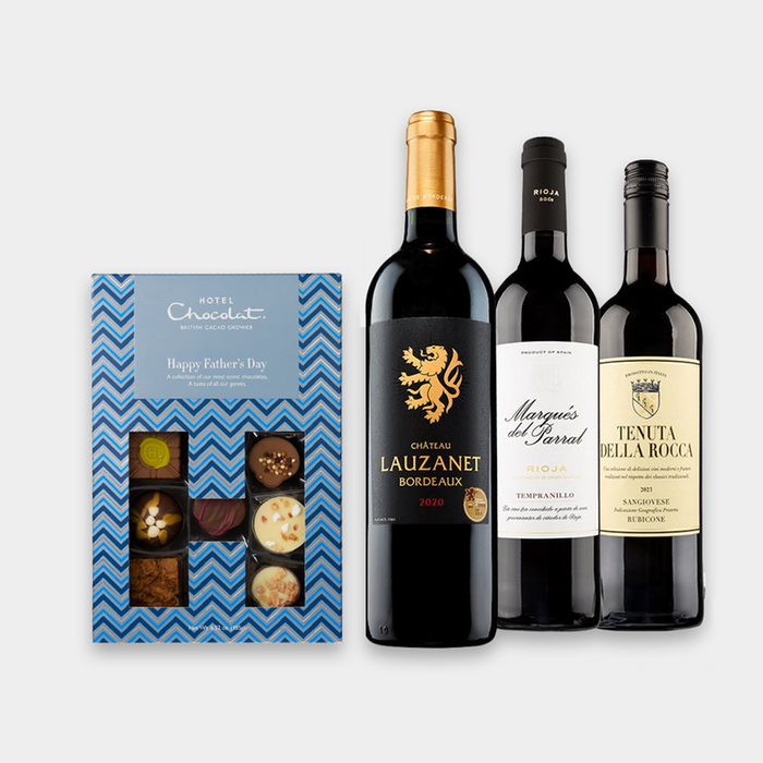 Hotel Chocolat Happy Father's Day H Box & To Dad Old World Red Wine Lovers Gift