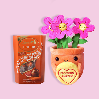 Lindt Lindor Milk Blood Orange Chocolate Truffles (200g) & Blooming Amazing Swizzles Plush