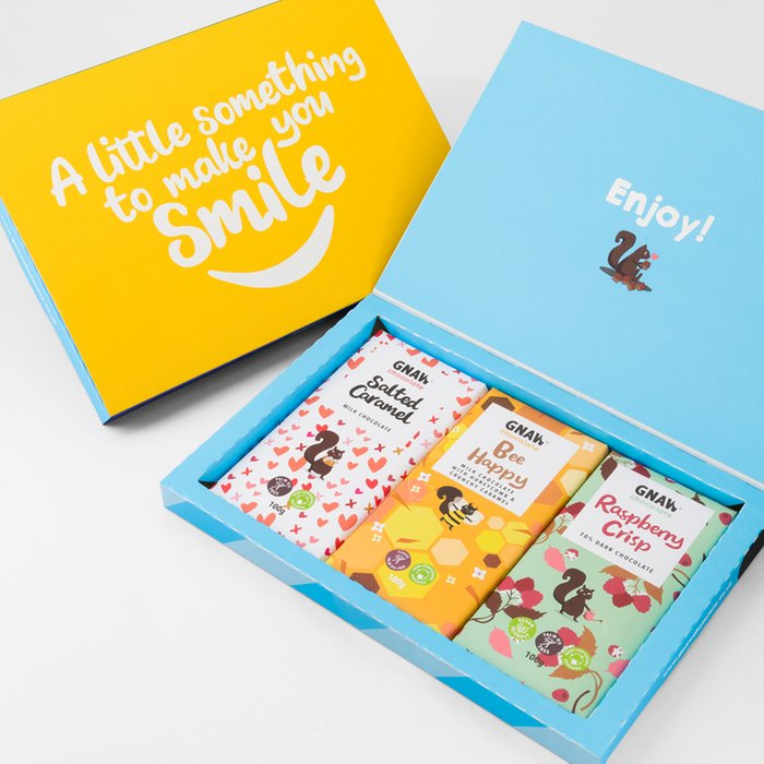 Gnaw Smile Letterbox Chocolates 300g (Contains 3 Bars)