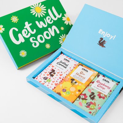 Gnaw Get Well Soon Letterbox Chocolates 300g (Contains 3 Bars)