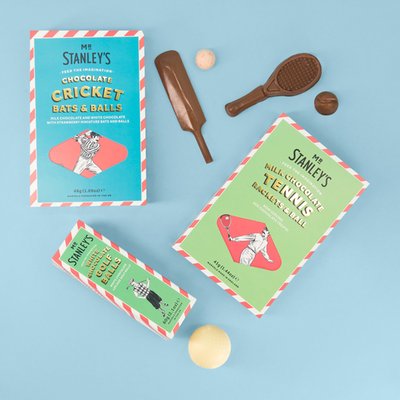 Mr Stanley's Milk Chocolate Tennis Rackets, Cricket Bats & Golf Balls Gift Set
