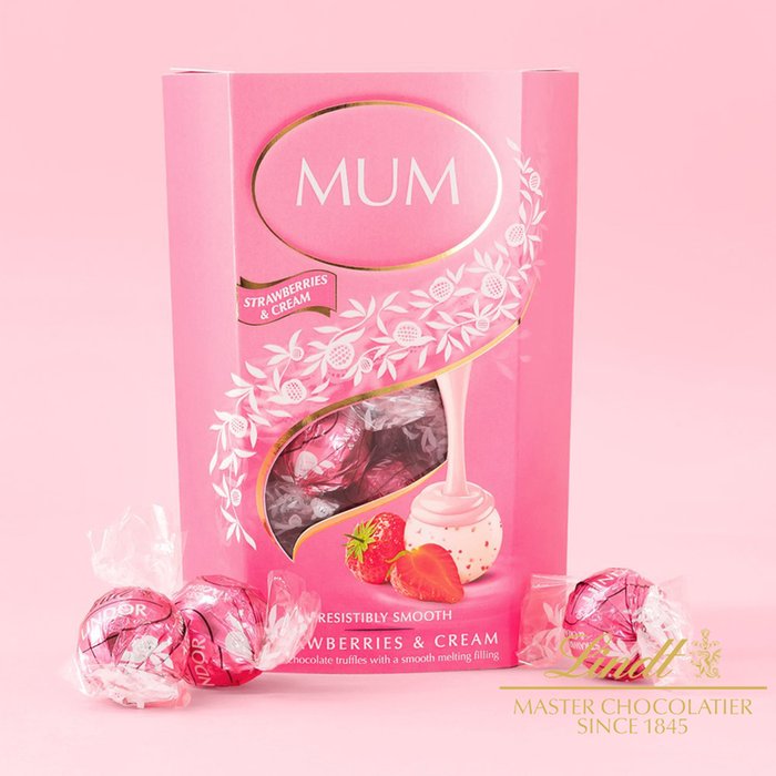 Mum Lindt Lindor Strawberries and Cream 200g Cornet