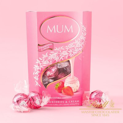 Mum Lindt Lindor Strawberries and Cream 200g Cornet