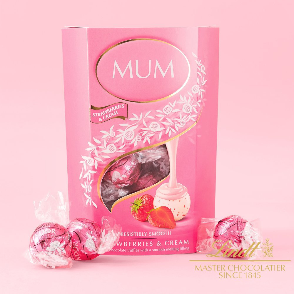 Mum Lindt Lindor Strawberries And Cream 200G Cornet