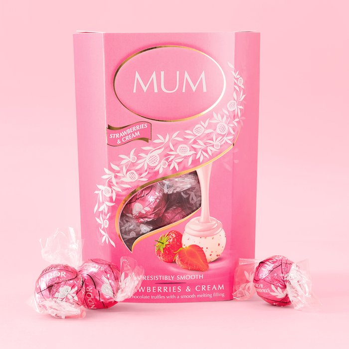 Mum Lindt Lindor Strawberries and Cream 200g Cornet 