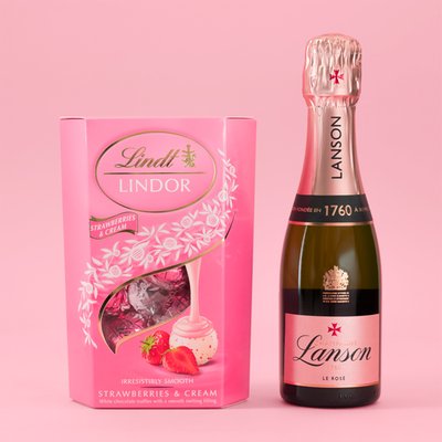 Lanson Rose Champagne with Strawberries and Cream Truffles