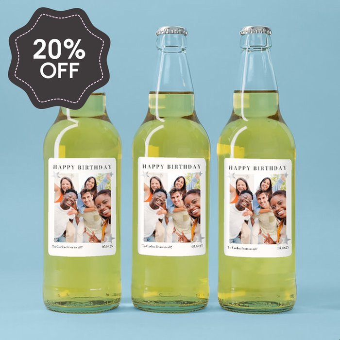 Personalised Photo Happy Birthday Cider Trio 3x500ml