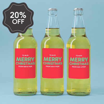 Personalised Merry Christmas Cider Trio 3x500ml