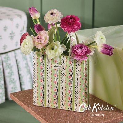 Cath Kidston Cream, Pink & Green Hand Bag Vase