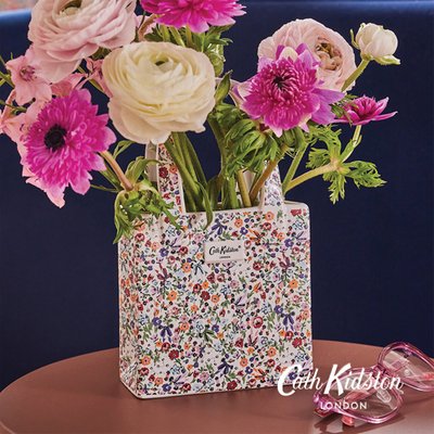 Cath Kidston Pink & Blue Floral Hand Bag Vase