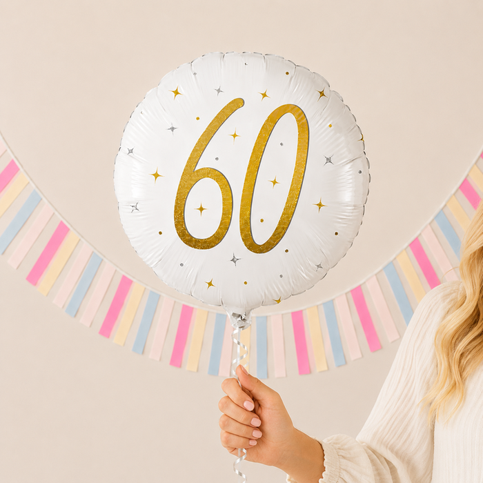 Number 60 Gold Holographic Balloon