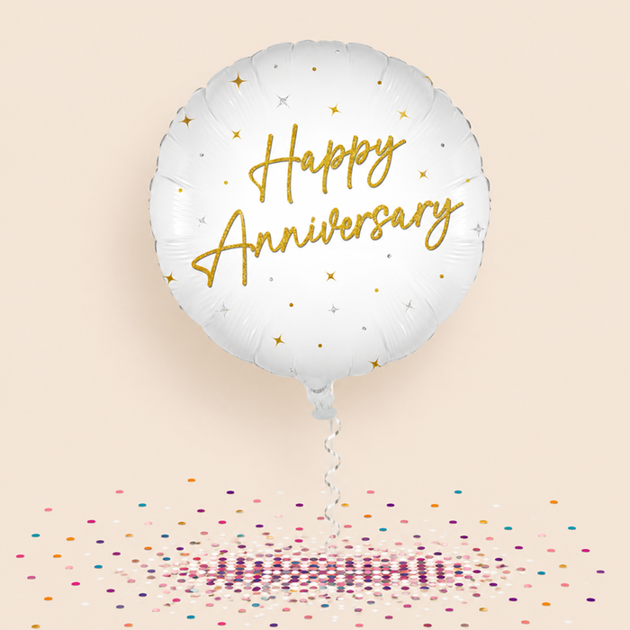 Happy Anniversary Gold Holographic Balloon