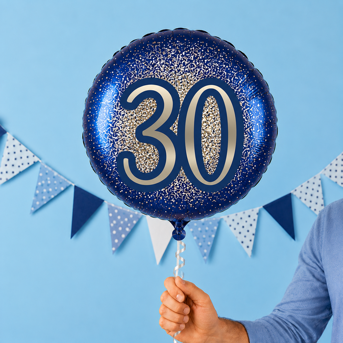 30th Birthday Metallic Glitter Navy Gold Balloon