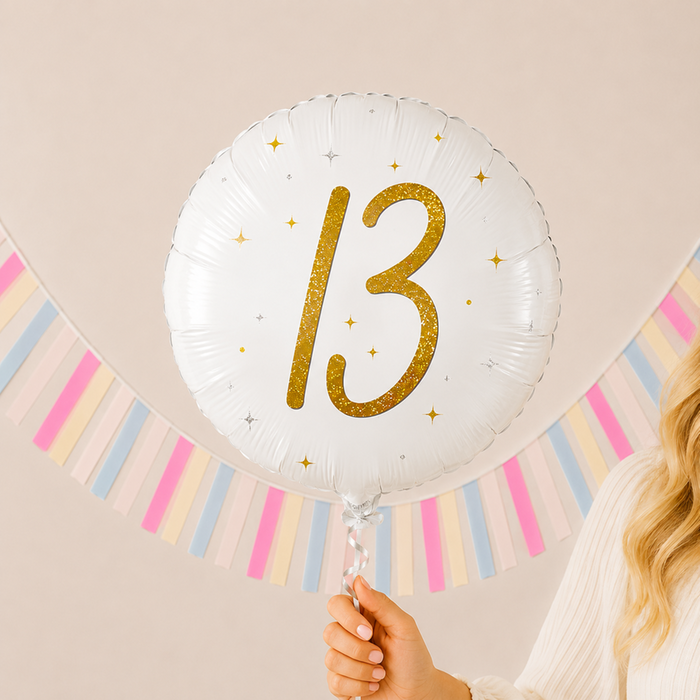 Number 13 Gold Holographic Balloon
