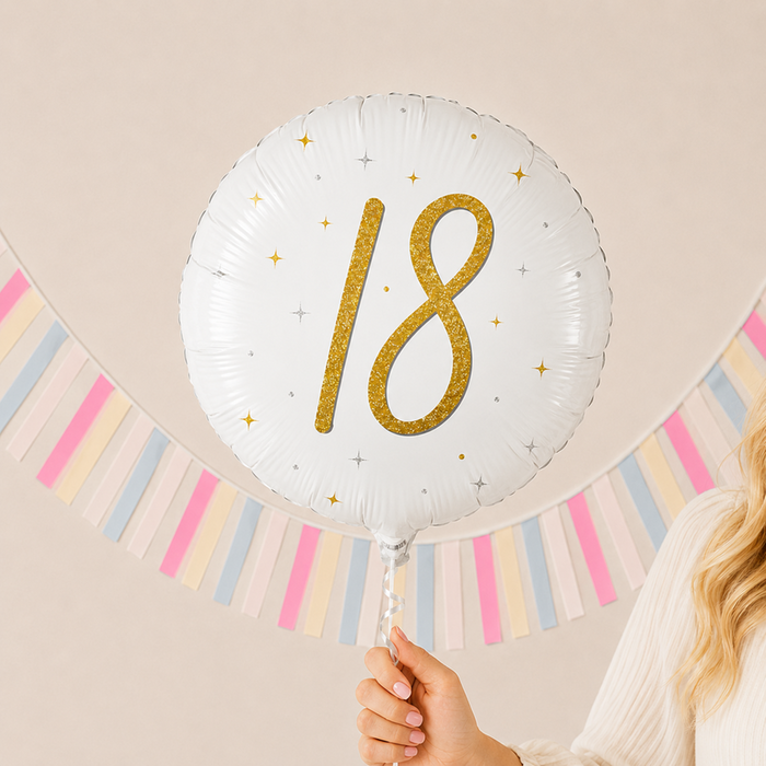 Number 18 Gold Holographic Balloon