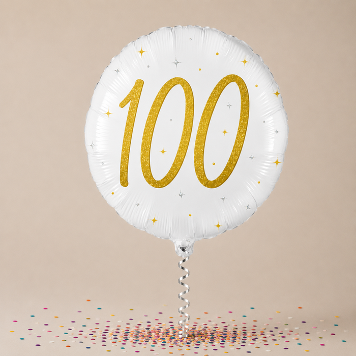 Number 100 Gold Holographic Balloon