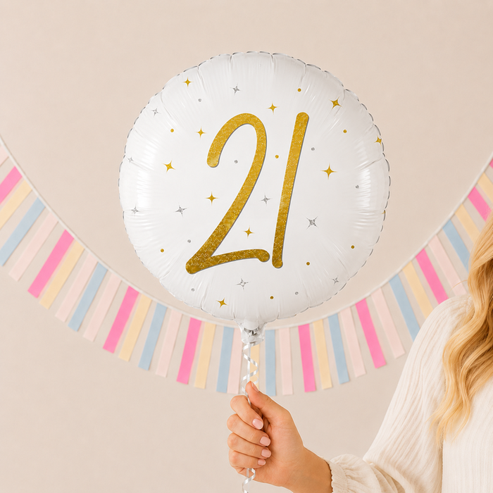Number 21 Gold Holographic Balloon