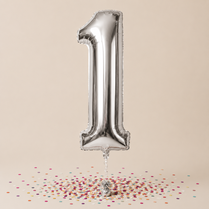 Giant Number 1 Silver Balloon