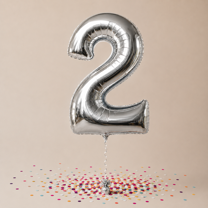 Giant Number 2 Silver Balloon