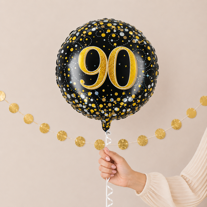 90th Birthday Black & Gold Balloon