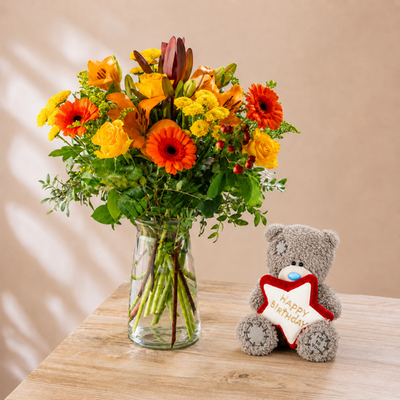 Birthday Brights Bouquet & Tatty Teddy Happy Birthday