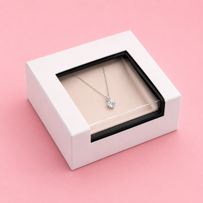 Silver CZ Solitaire Pendant by NJO
