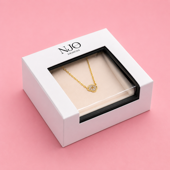 Gold Plated Cz Clover Necklace by NJO