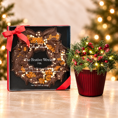 NEXT Festive Spice Light Up Wreath Candle & Hotel Chocolat Chocolate Wreath