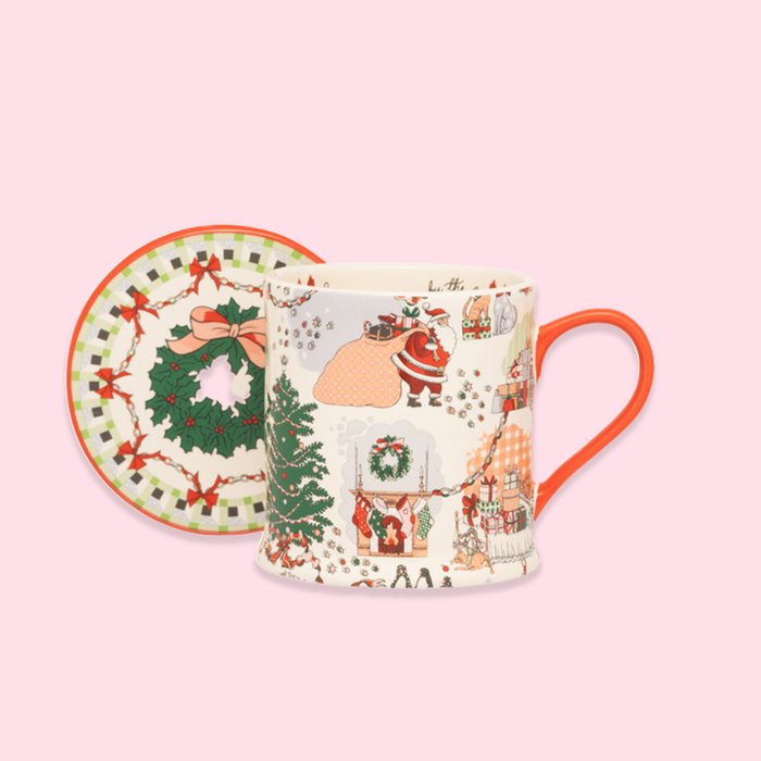 Cath Kidston Christmas Ditsy Mug & Coaster Set