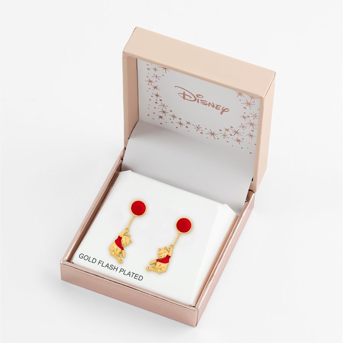 Disney Winnie The Pooh Red and Gold Coloured Floating Balloon Earrings 