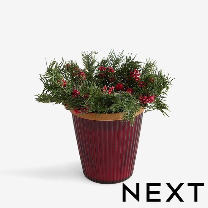 NEXT Festive Spice Red Light Up Wreath 3 Wick Candle