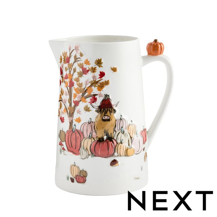 NEXT Orange Hamish The Highland Cow Autumn Ceramic Jug Vase