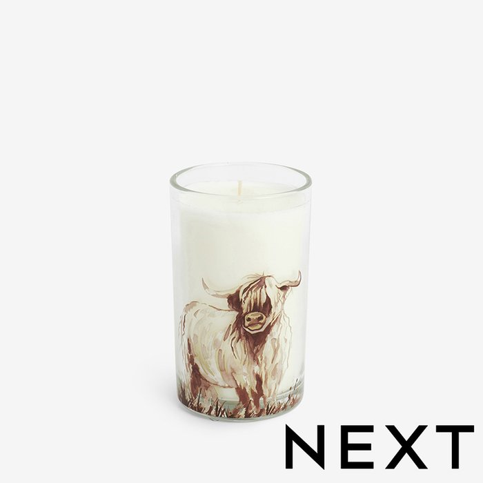 NEXT Natural Lemon & Bergamot Highland Cow Pillar Scented Candle