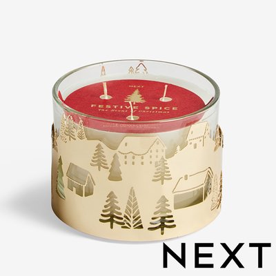 NEXT Festive Scent Gold 3 Wick Candle