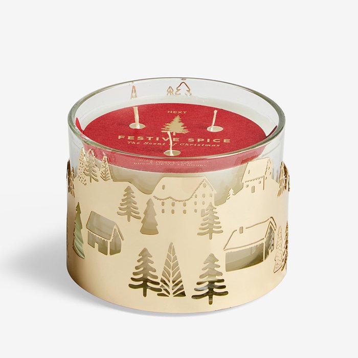 NEXT Festive Scent Gold 3 Wick Candle