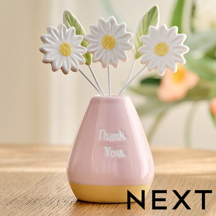 NEXT Pink Thank You Flower Vase Decoration